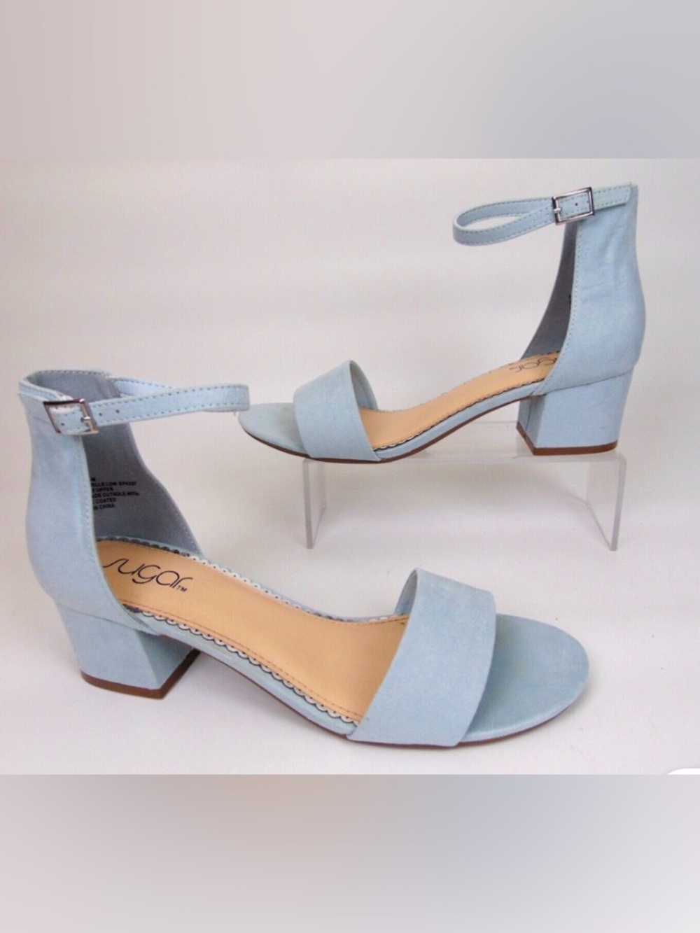 NIB Sugar Noelle Low Heel Dress Sandals, Baby Blue Micro